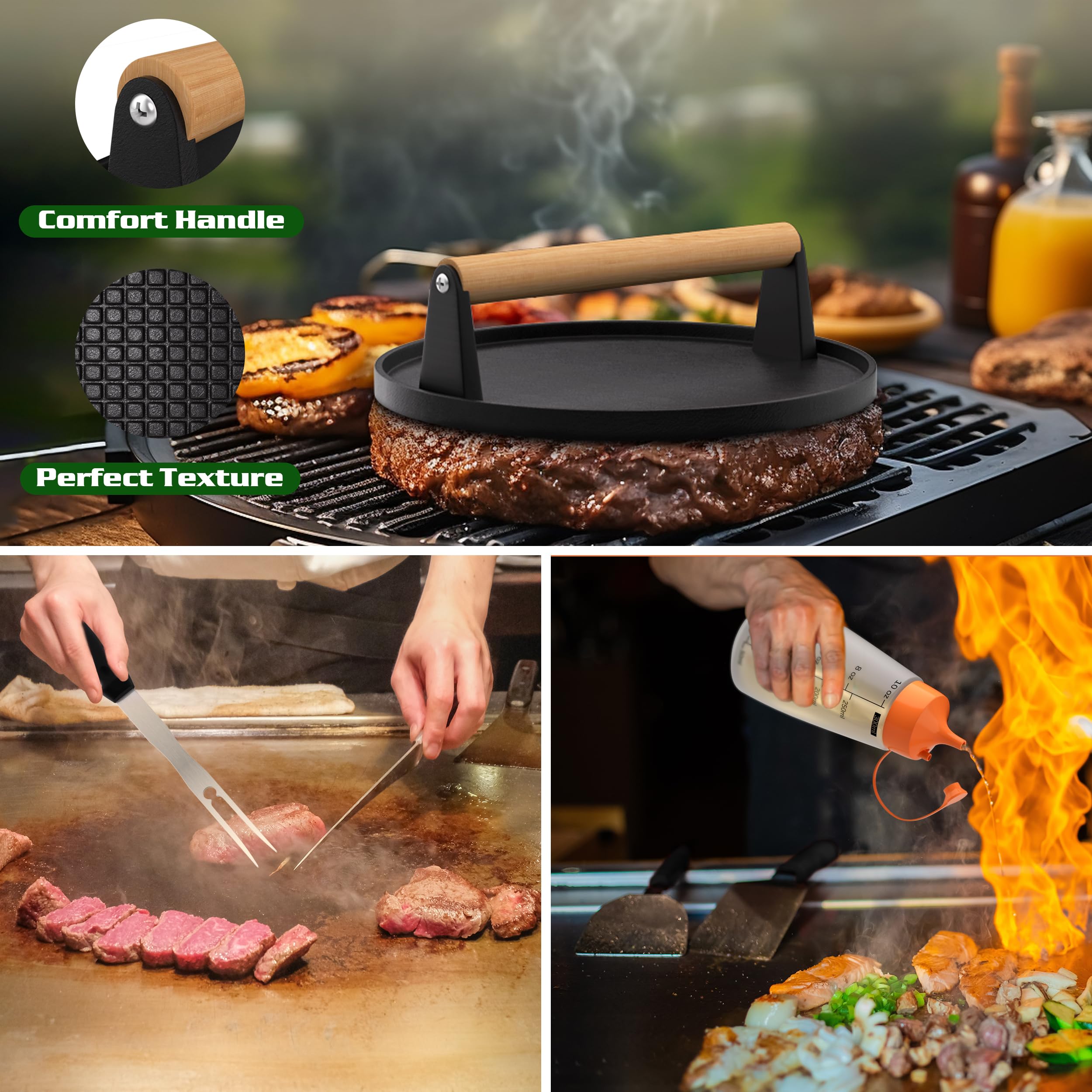 134 Pcs Blackstone Griddle Accessories Upgraded Griddle Accessories Kit - Perfect Flat Top Grill Accessories, Professional Round